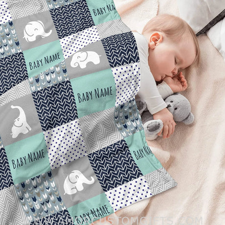 Blankets Personalized Cute Elephant Baby Blankets, Blanket for Boys Girls and Kids, Elephants Blankets for Infant Toddler