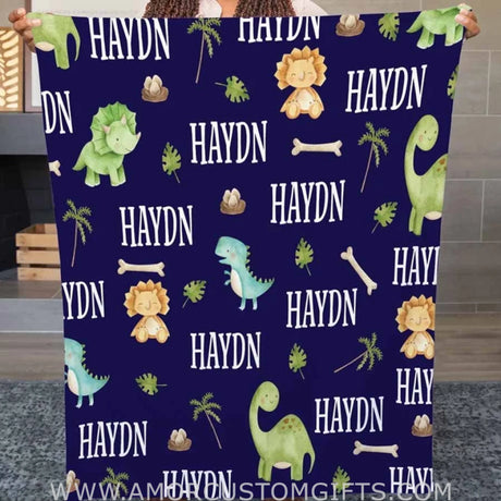 Blankets USA MADE Personalized Dinosaur baby blanket, Dinosaur Baby Shower Gender Neutral, Baby Boy blanket