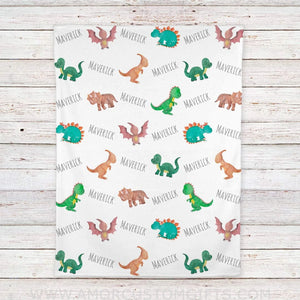 Blankets USA MADE Personalized Dinosaur Fleece Baby Blanket, baby gift