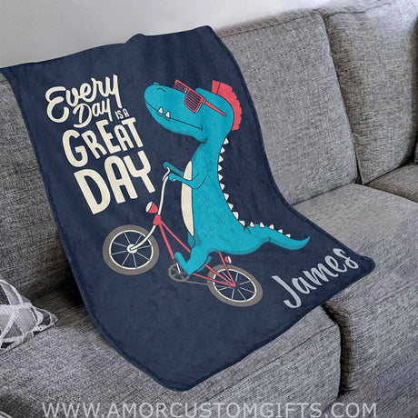 Blankets USA MADE Personalized Dinosaur Fleece Throw Blanket for Kids, Custom Blankets Baby Blanket Gift for New Mother