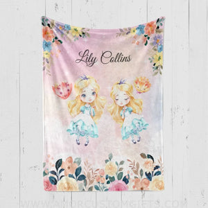 Blankets Personalized Fairy Tale Alice Princess Blanket, Custom Name Princess Nursery Theme