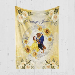 Blankets Personalized Fairy Tale Beauty & The Beast Blanket - Custom Name Princess Belle Blanket For Baby Girls Nursery Theme Tapestry