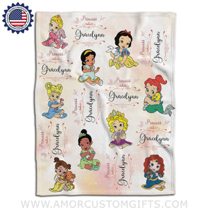 Blankets Personalized Fairy Tale Cute Baby Princess Blanket, Custom Name Princess Nursery Theme