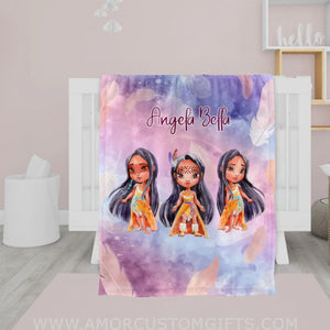 Blankets Personalized Fairy Tale Pocahontas Princess,  Custom Name Blanket, Native American Nursery Theme