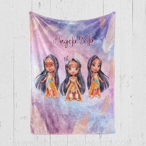 Blankets USA MADE Personalized Fairy Tale Pocahontas Princess,  Custom Name Blanket, Native American Nursery Theme