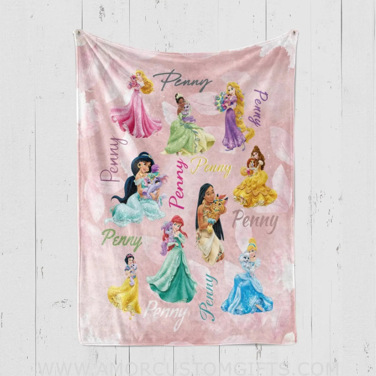Blankets Personalized Fairy Tale Princesses Blanket - Elsa Frozen Belle Tiana...Custom Name Blanket