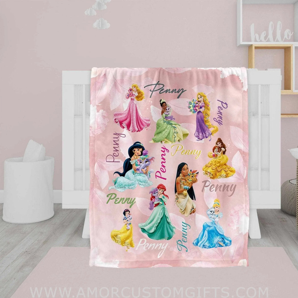 Blankets Personalized Fairy Tale Princesses Blanket - Elsa Frozen Belle Tiana...Custom Name Blanket