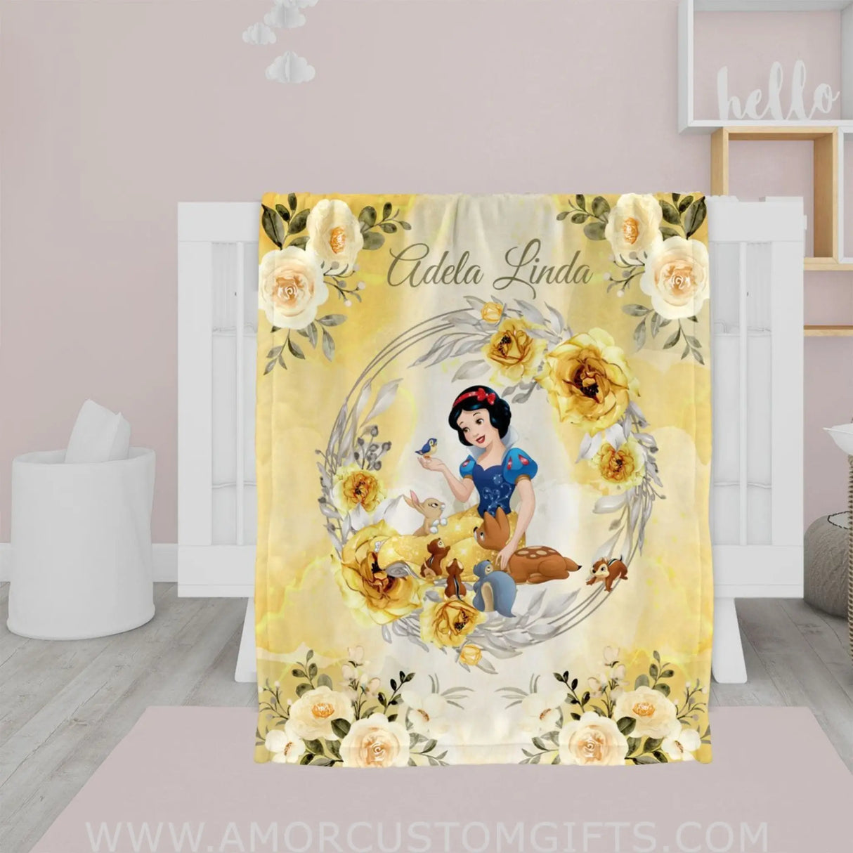 Blankets Personalized Fairy Tale Snow White Princess Custom Name Baby Girl Princess Blanket