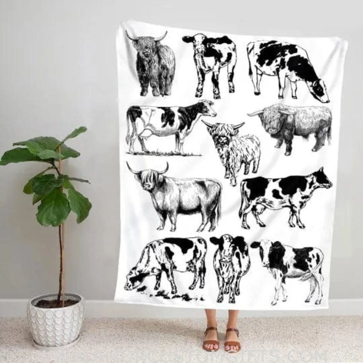 Blankets Personalized Farm Animal Cow Baby Blanket | Custom Name Ox Baby Nursery Bedding, Shower Gift