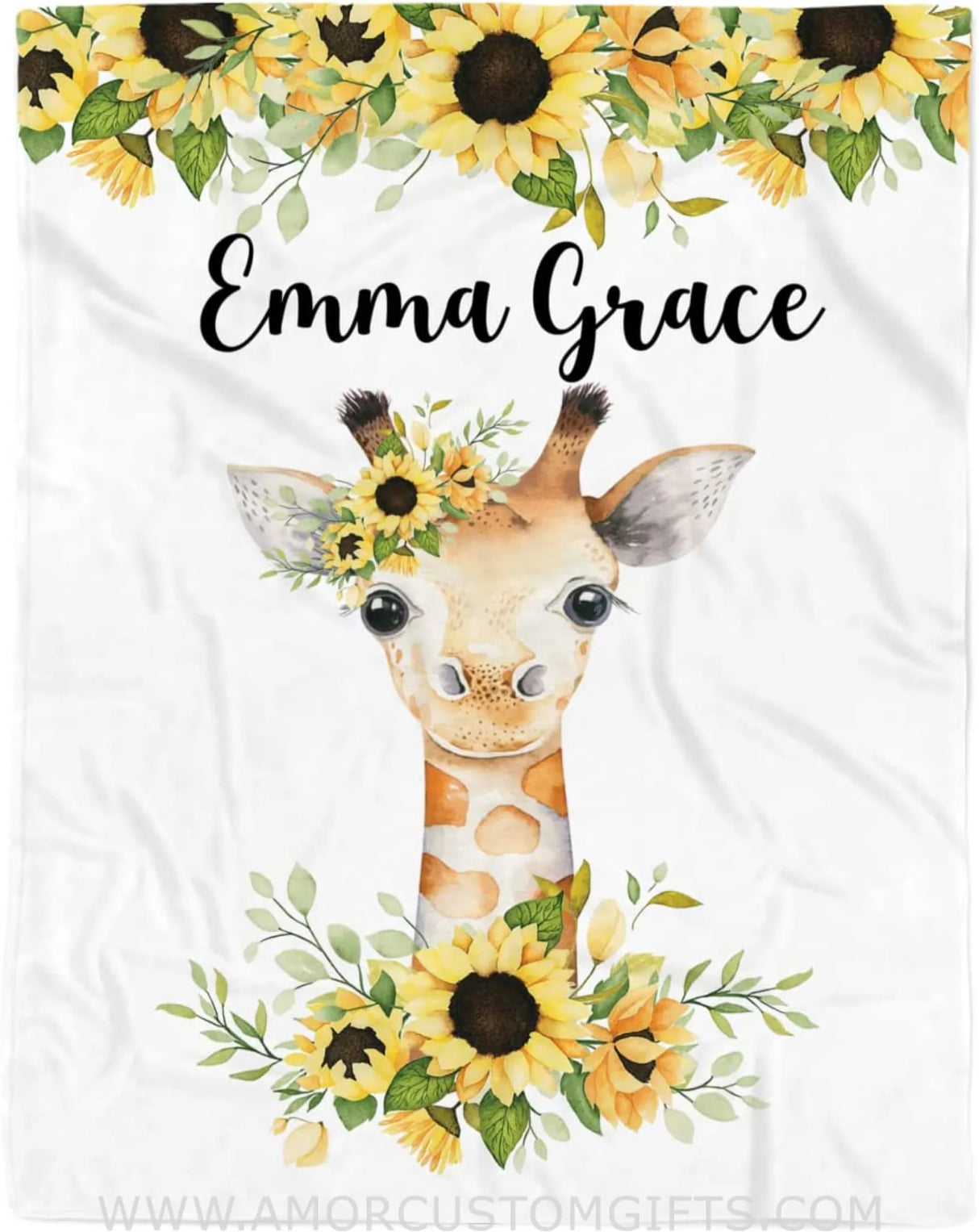 Blankets Personalized Giraffe Baby Blanket,Sunflower Giraffe Blanket, Blanket Giraffe, Giraffe Blanket for Baby, Baby Blanket Giraffe