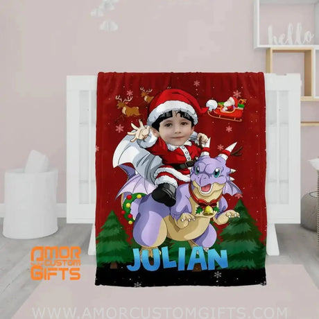 Blankets USA MADE Personalized Goku Christmas Blanket | Custom Christmas Boy Blanket