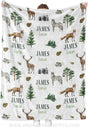Blankets Personalized Green Woodland Baby Blanket | Custom Name Wolf Kids Blanket Woodland Nursery Theme