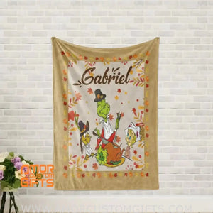 Blankets USA MADE Personalized Grinch Thanksgiving Boy Girl Blanket