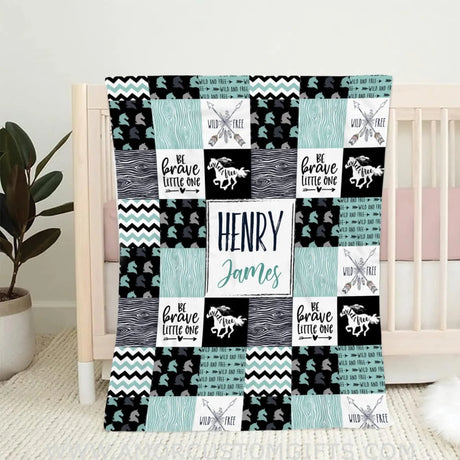 Blankets Personalized Horse Baby Blanket, Square Horse Blanket Baby Boy, Horse Blanket Boys, Horse Blanket for Boys