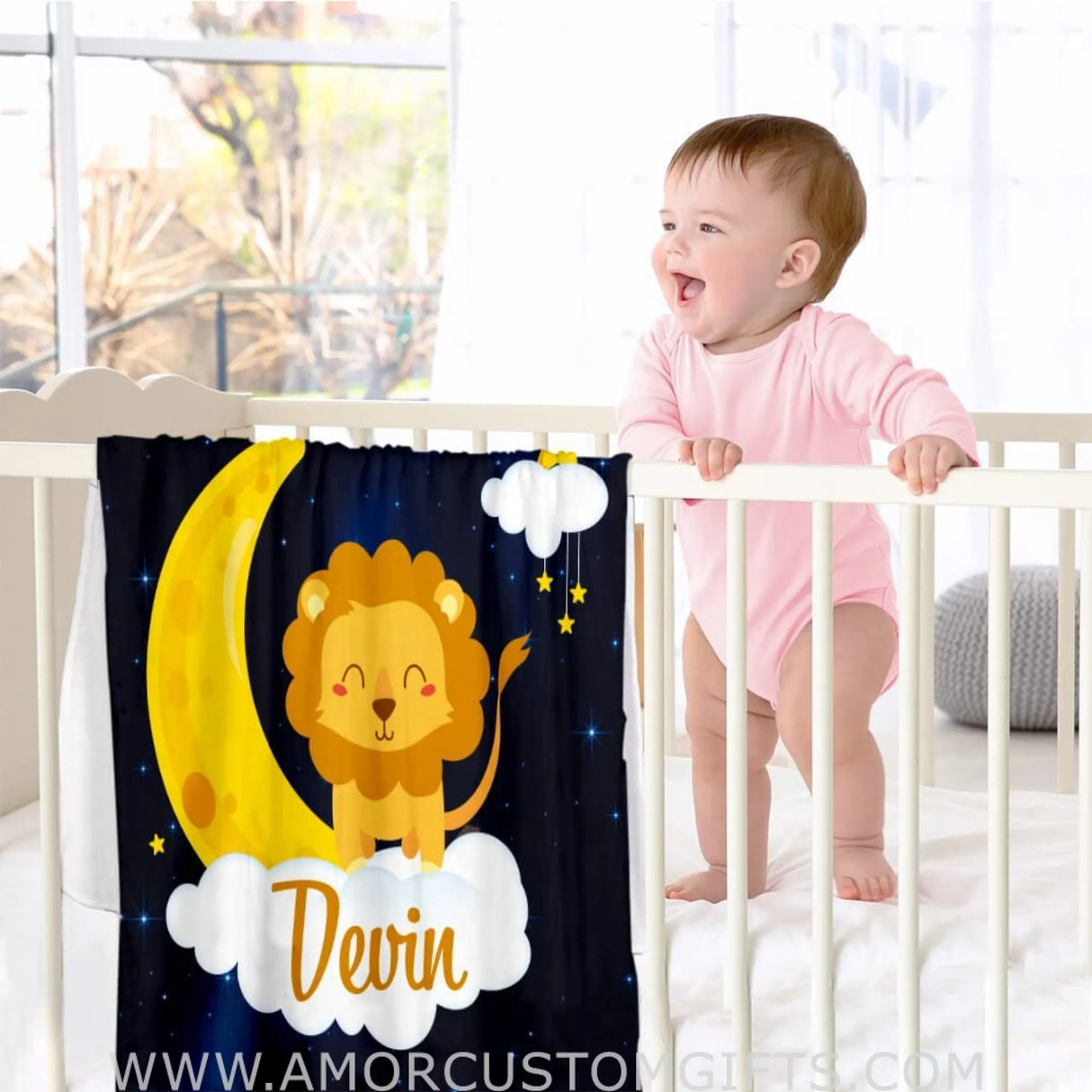 Blankets Personalized Lion Baby Blanket for Boys Baby Girls Gifts, Baby Name Blanket Newborn Super Soft Fleece Blanket