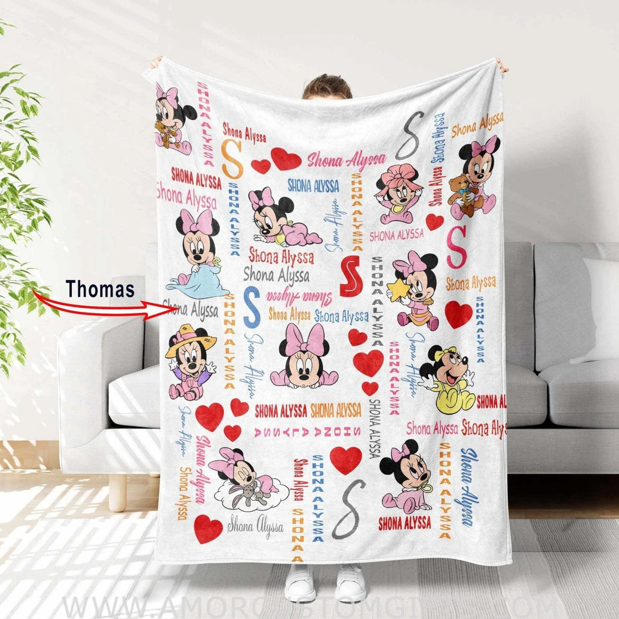 Blankets USA MADE Personalized Name Baby Mouse Nursery Baby Girl Blanket