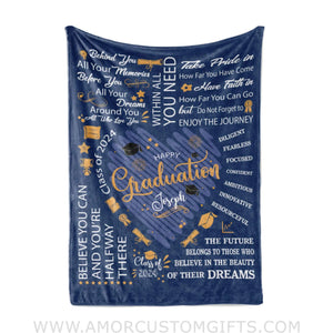 Blanket Personalized Name Boy Blanket Class Of 2024 Boy Fleece Blankets, Graduation Gift