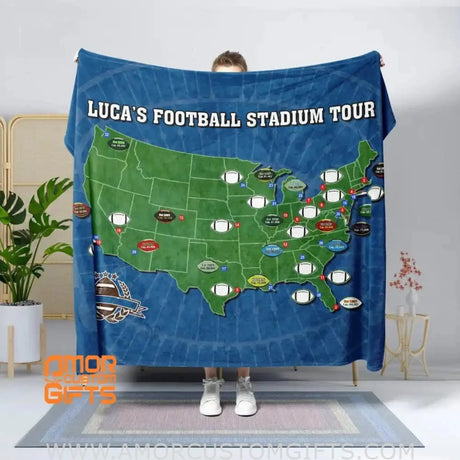 Blankets Personalized Name Football Stadium Tour Blanket