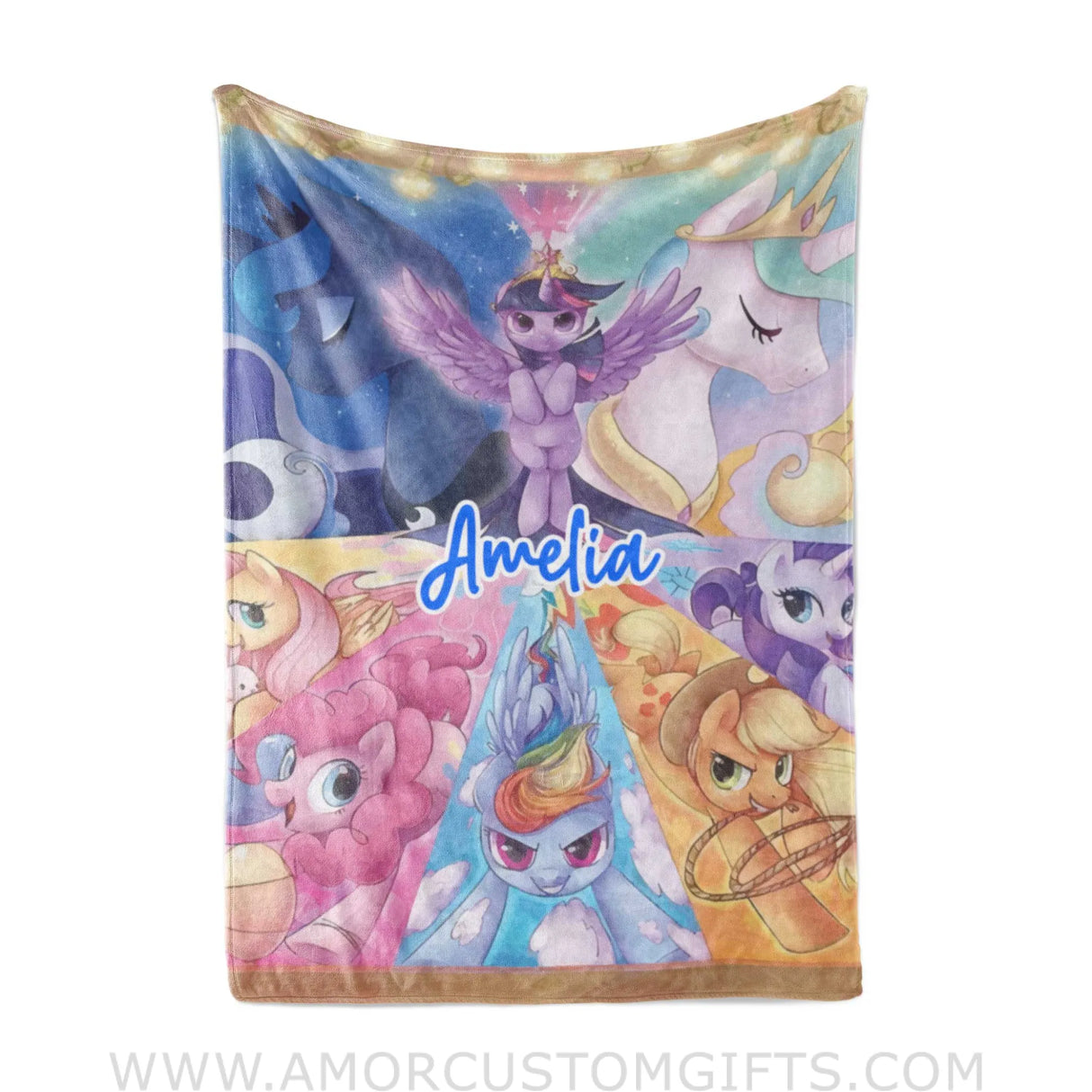 Blanket Personalized Name Little Pony Girl Unicorn Blanket, Baby Princess Fleece Blankets, Gift For Baby Girl