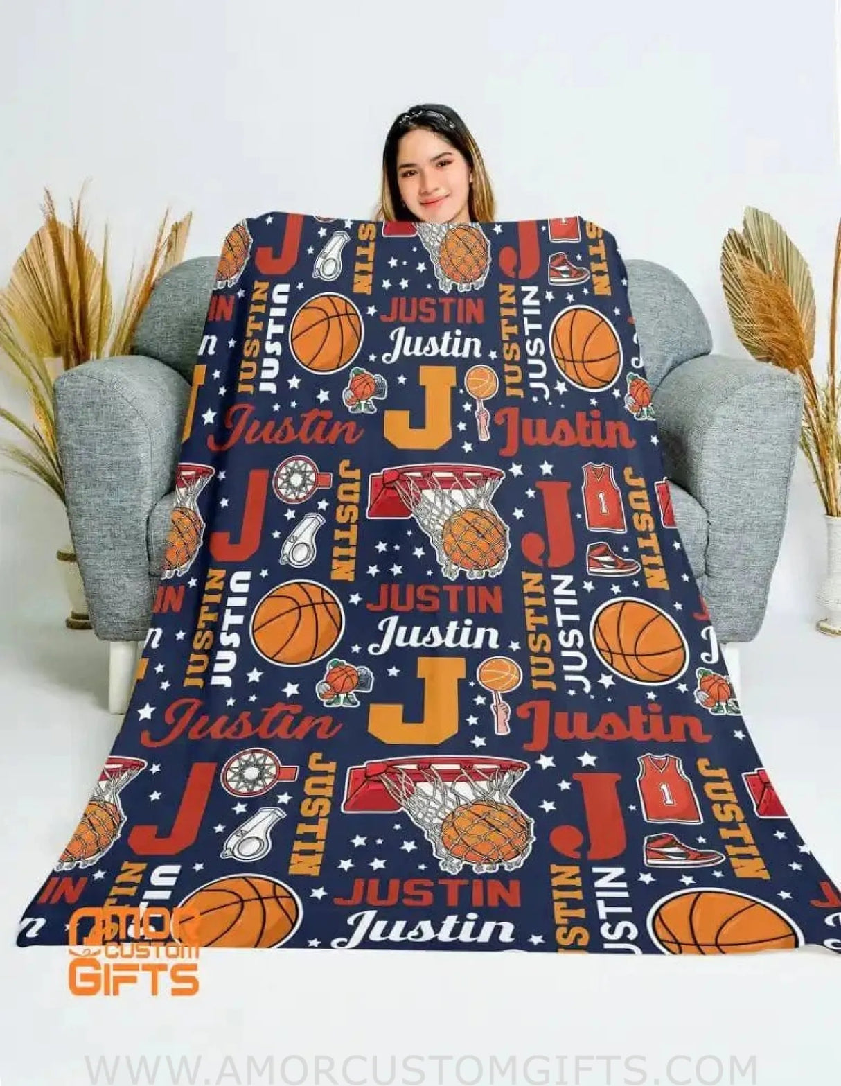 Blankets USA MADE Personalized Name NC Basketball Blanket
