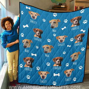 Blankets USA MADE Personalized Pet Photo Blanket| Upload Dog Photo Dog Quilt Blanket Custom Photo Pet Throw