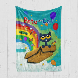 Blankets Personalized Pete The Cat Blanket | Custom Name Kitty Fleece Blanket