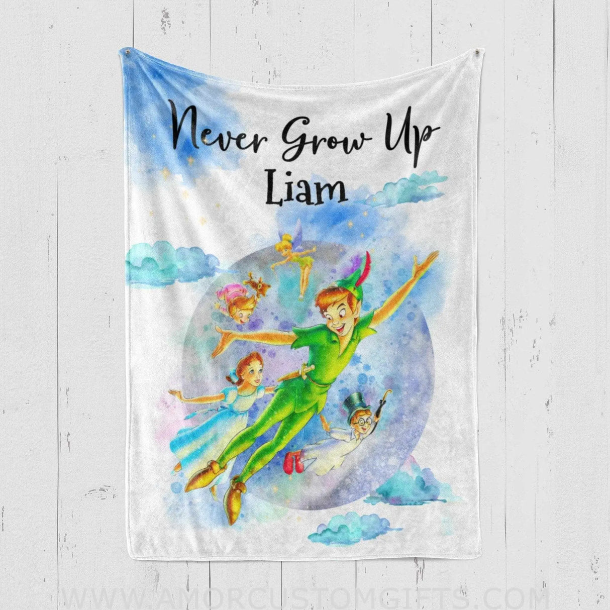 Blankets Personalized Peter Pan Blanket | Custom Name Peter Pan Baby Blanket