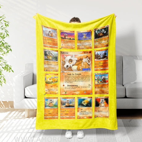 Blankets USA MADE Personalized PK Blankets, Custom Name Multi Cubone Blanket, Anime Manga Gamer Throw