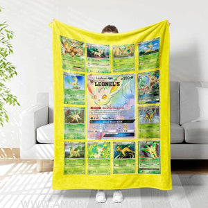 Blankets USA MADE Personalized PK Blankets, Custom Name Multi Leafeon Blanket, Anime Manga Gamer Throw