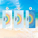 Towels USA MADE Personalized Rainbow and Sky Beach Towel for Summer and Beach, Perfect Gift for Him Her, Kid Towel
