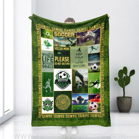 Blankets Personalized Soccer Custom Name Blankets | Blankets With Names, Soccer Sport Boy Gifts, Soccer Theme Blanket
