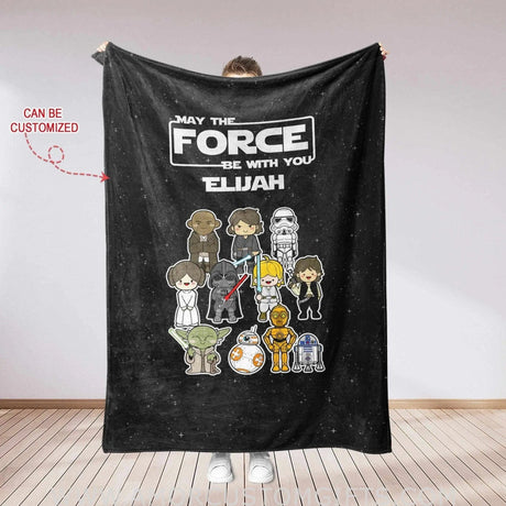 Blankets USA MADE Personalized Star Wars Chibi Blanket | Custom Name Star Wars Chibi Blanket For Kids