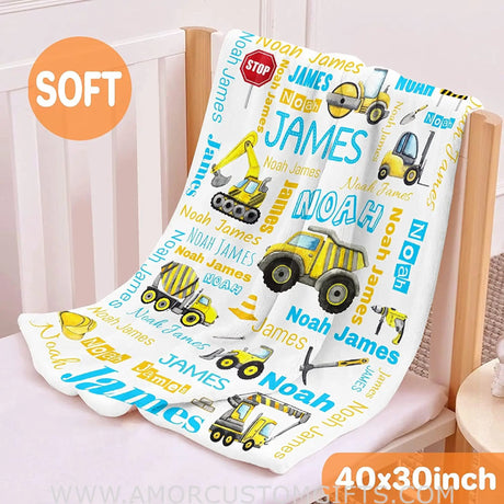 Blankets Personalized Toddlers Blanket, Lightweight Construction Truck Kid Custom Throws Blankets, Birthday for Newborn Baby