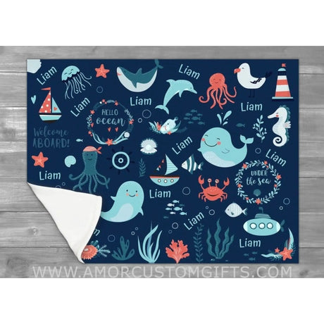Blankets Personalized Under the Sea baby Blanket, Best Gift for Baby, Newborn