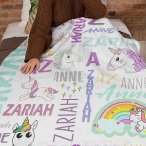 Blankets USA MADE Personalized Unicorn Baby Blanket, Gifts for Newborn, Toddler on Baby Shower