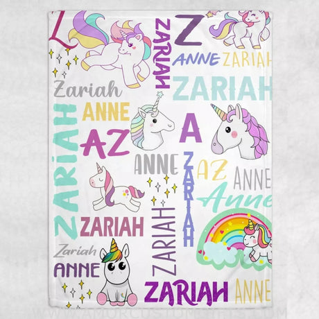 Blankets USA MADE Personalized Unicorn Baby Blanket, Gifts for Newborn, Toddler on Baby Shower
