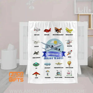 Blankets USA MADE Personalized Vehicle Name Airplane 2 Boy Girl Baby Blanket