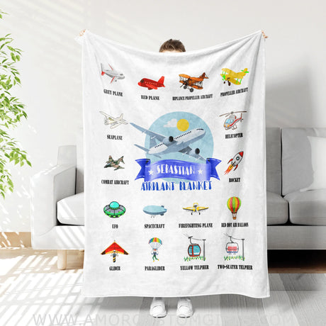 Blankets Personalized Vehicle Name Airplane 2 Boy Girl Baby Blanket