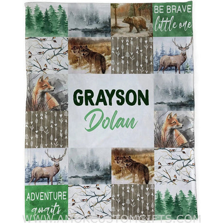 Blankets USA MADE Personalized Woodland Animals Baby Blanket, Woodland Creatures Blanket, Woodland Creatures Baby Blanket