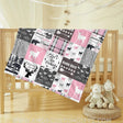 Blankets USA MADE Personalized Woodland Baby Girls Blanket | Custom Name Pink Moose, Bear Kids Blanket Woodland Nursery Theme