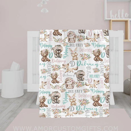Blankets Personalized Woodland Hedgehog Blanket, Hedgehog Blanket, Baby Woodland Blanket, Woodland Baby Blankets for Boys Girls