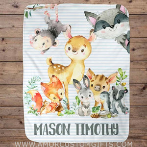 Blankets USA MADE Personalized Zoo Fleece Throw Blanket for Kids, Custom Blankets with Name Baby Blanket Gift for New Mother