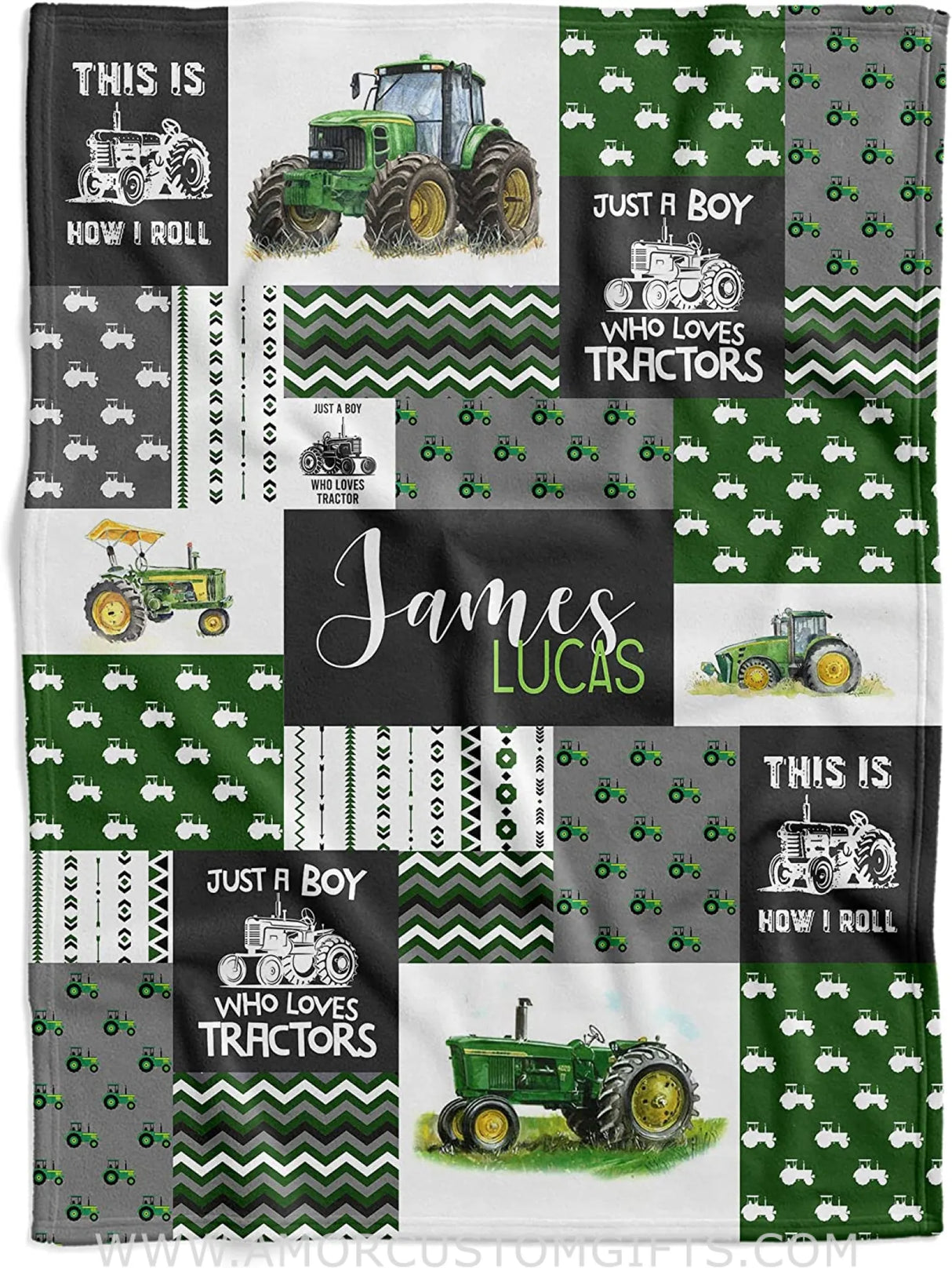 Blankets USA MADE Tractor Personalized Baby Blankets for Boys - Custom Baby Blankets with Name