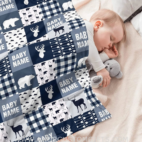 Blankets Woodland Deer Personalized Minky Baby Blanket , Baby Blankets for Baby Boys and Girl, Arrows Blankets Infant and Newborn