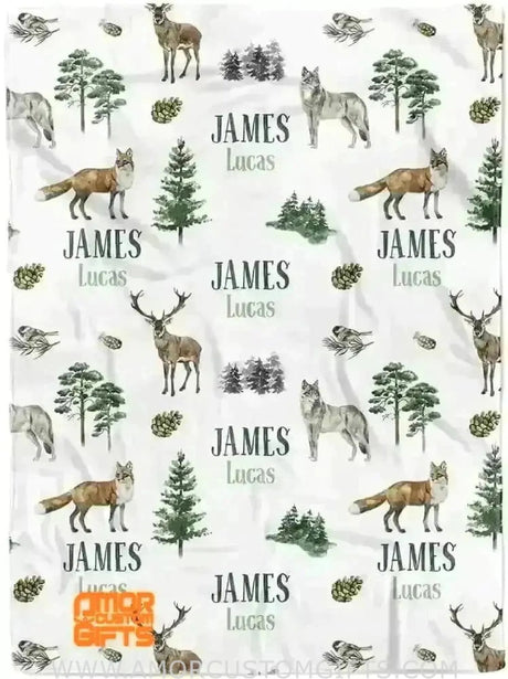 Blankets Woodland Green Personalized Baby Blankets for Boys - Custom Baby Blankets