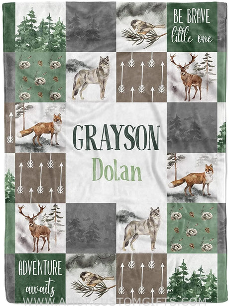 Blankets Woodland Personalized Baby Blankets for Boys - Custom Baby Boy Gifts with Name