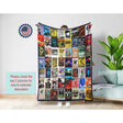 Blankets Vintage 1980s Rock Album Posters Blanket, Personalized Custom Fleece Blanket, Music Lover Gift Throw Tapestry Customized Blanket