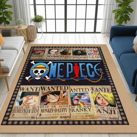 Mats & Rugs Copy of Wanted Paper Pirate Squad One Piece Rugs | Pirate Squad One Piece WantedThin Area Rug , Floormat
