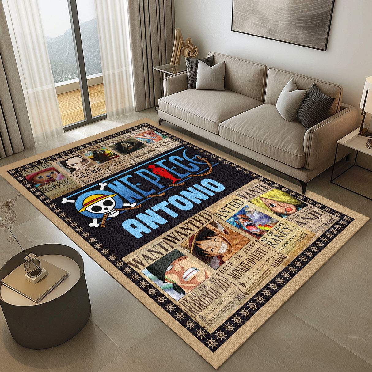 Mats & Rugs Copy of Wanted Paper Pirate Squad One Piece Rugs | Pirate Squad One Piece WantedThin Area Rug , Floormat