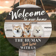 Home & Garden Welcome To Our Home The Human Live Here With Us - Custom Name & Photo Wood Sign